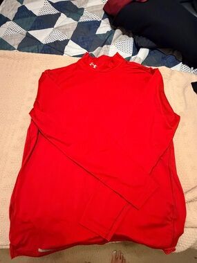 Under Armour Red ColdGear Mock Long Sleeve Top